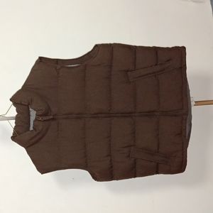 Weathercast Brown Puffer Vest Zipper Front Large